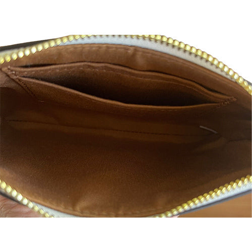 NWT Coach Leather Corner Zip Wristlet Wallet In Chalk