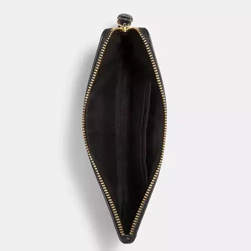 NWT Coach Large Corner zip Leather Wristlet Wallet In Black