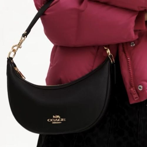 Coach Aria Shoulder/Crossbody Leather Bag In Gold/Black